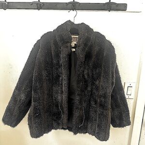 Vintage Faux Fur Black Jacket Size Medium